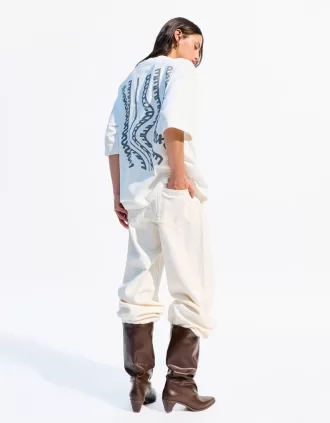 BERSHKA SERIES Camiseta manga corta estampado Off white