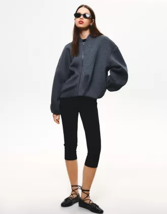 BERSHKA SERIES Cazadora efecto neopreno Dark grey
