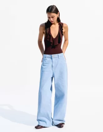 BERSHKA SERIES body drapeado de tiras Brown