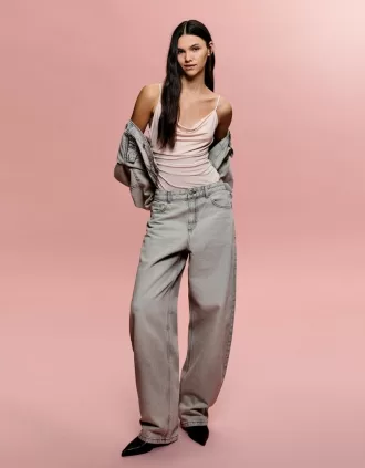 BERSHKA SERIES body drapeado de tiras Pink