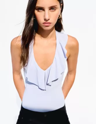 BERSHKA SERIES body drapeado de tiras Light blue