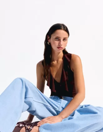 BERSHKA SERIES body drapeado de tiras Brown