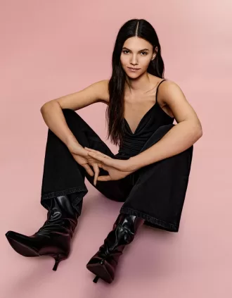 BERSHKA SERIES body drapeado de tiras Black