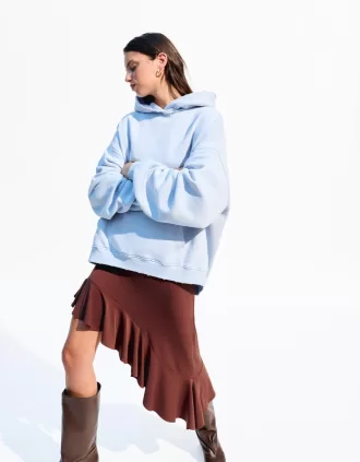 BERSHKA SERIES sudadera con capucha desgastada Light blue