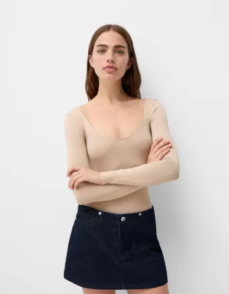 Body de manga larga Beige