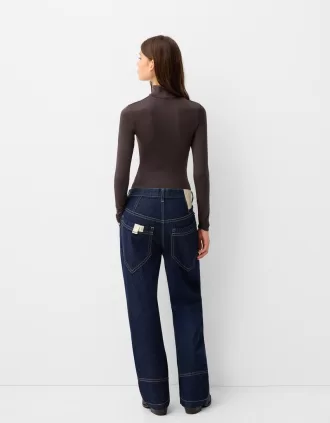 Body de manga larga con cuello alto Brown