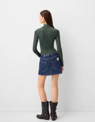 Body de manga larga con cuello alto Green