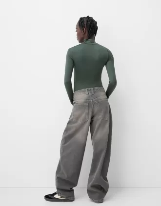 Body de manga larga con cuello alto Green