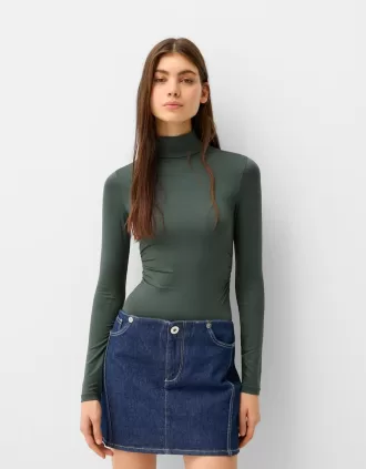 Body de manga larga con cuello alto Green
