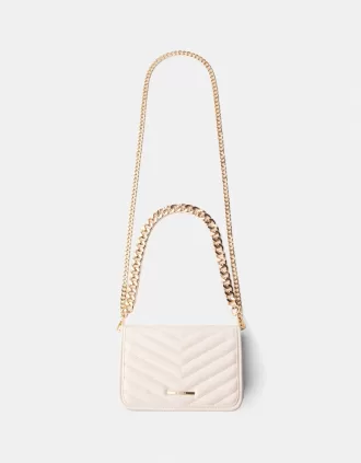Bolso bandolera acolchado multiuso con cadena Cream
