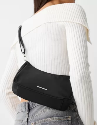 Bolso bandolera multiuso de raso con cadena Black