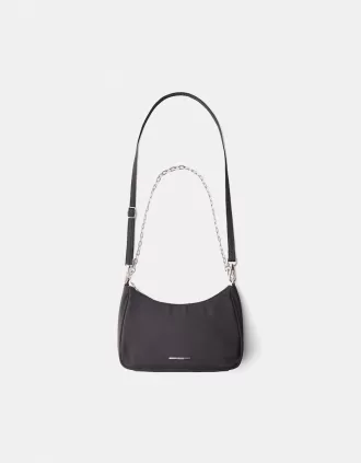 Bolso bandolera multiuso de raso con cadena Black