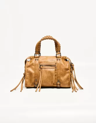 Bolso bowling efecto desgastado con asas Camel