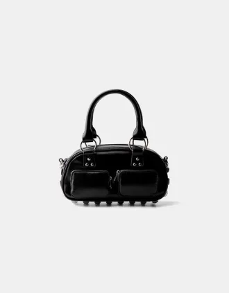 Bolso bowling mini con tachuelas Black