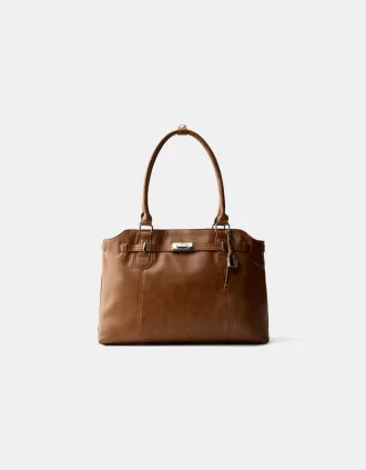 Bolso efecto piel con abalorios Brown