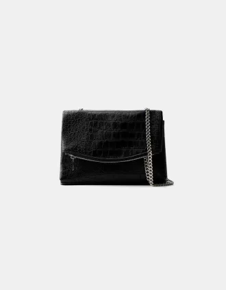 Bolso mini efecto piel con cadena Black