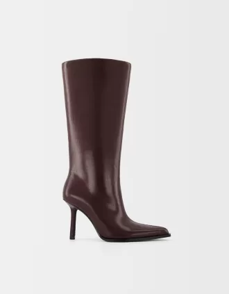 Botas de tacón ancho Maroon