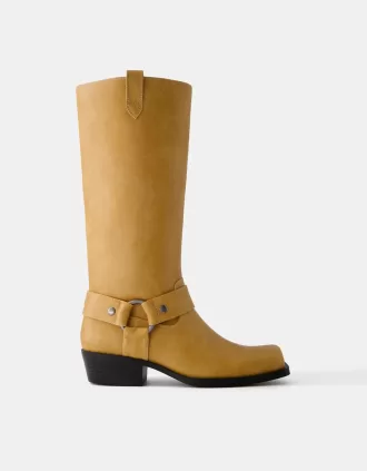 Botas moteras con punta cuadrada CAMEL