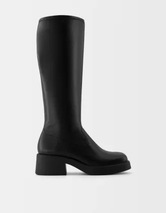 Botas planas ajustadas BLACK
