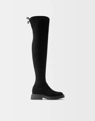 Botas planas hasta la rodilla BLACK