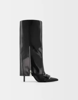 Botas polainas de tacón con hebillas BLACK