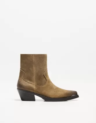 Botín cowboy puntera metalizada Brown
