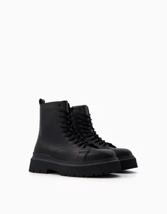 Botines con cordones para hombre suela track BLACK