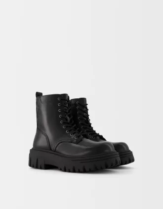 Botines con plataforma y cordones BLACK