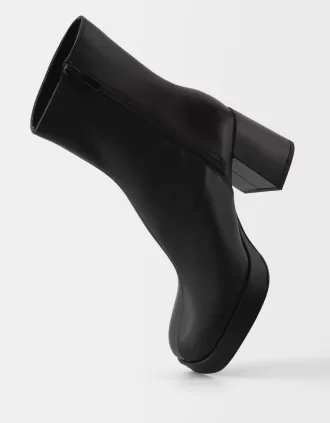 Botines con plataforma y tacón cuadrado BLACK