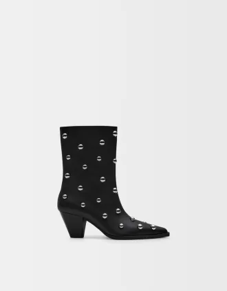 Botines de tacón con tachuelas BLACK