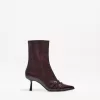 Botines tacón gatito con hebillas Maroon