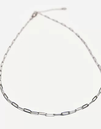Cadena de acero con eslabón de cadena. Silver