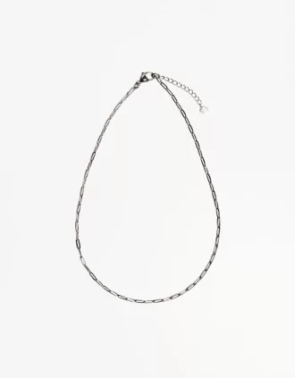 Cadena de acero con eslabón de cadena. Silver