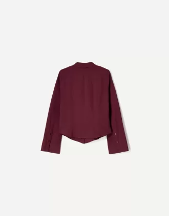 Camisa ajustada con mangas acampanadas Maroon