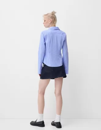 Camisa ajustada con mangas acampanadas Blue