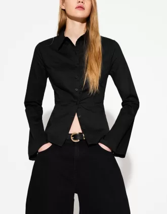 Camisa ajustada con mangas acampanadas Black