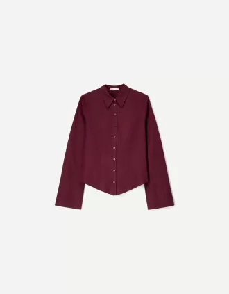 Camisa ajustada con mangas acampanadas Maroon