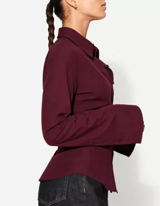Camisa ajustada con mangas acampanadas Maroon