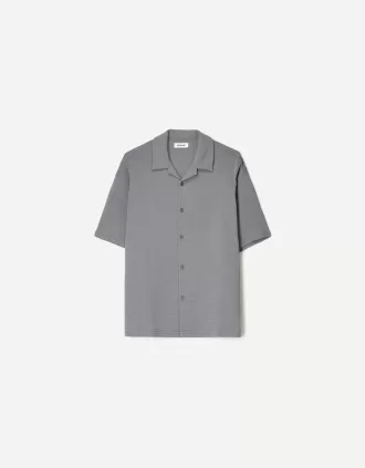 Camisa crepé manga corta Dark grey