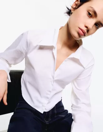 Camisa cropped de popelina con lazos White
