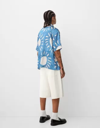 Camisa de manga corta con estampado Relaxed Fit Blue