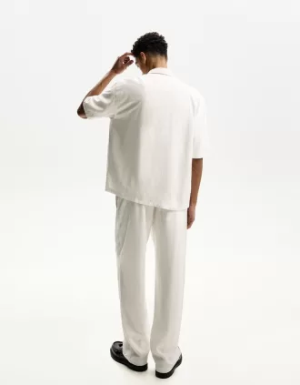Camisa manga corta mezcla de lino White