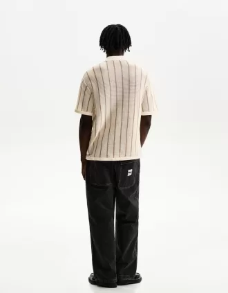 Camisa manga corta textura rayas Sand