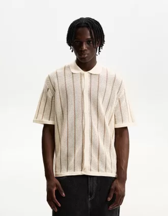 Camisa manga corta textura rayas Sand