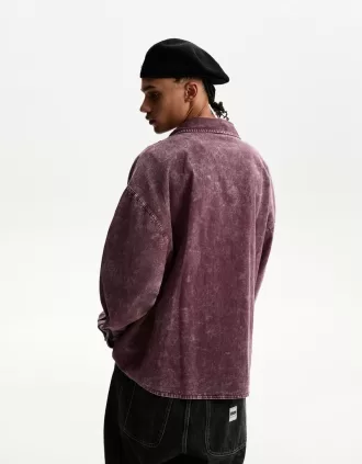 Camisa oversize de manga larga Maroon