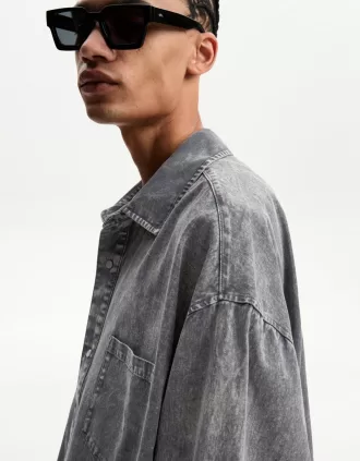 Camisa oversize de manga larga Grey
