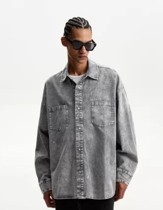 Camisa oversize de manga larga Grey