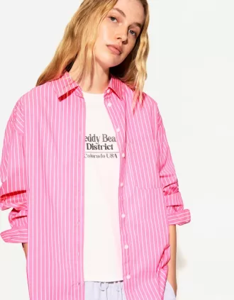 Camisa oversize de popelín Fuchsia