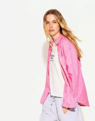 Camisa oversize de popelín Fuchsia