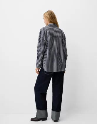 Camisa oversize de popelina Dark blue